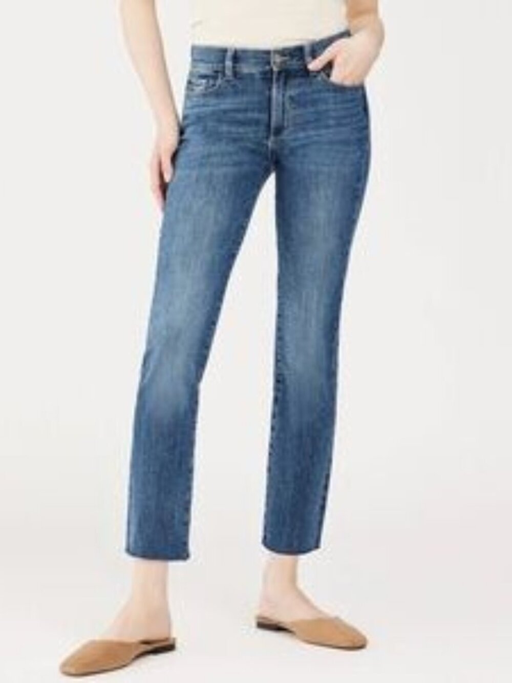 DL1961 Mara Straight Leg Jeans Raw Hem Blue Size 27 (Surprise Gift Included)